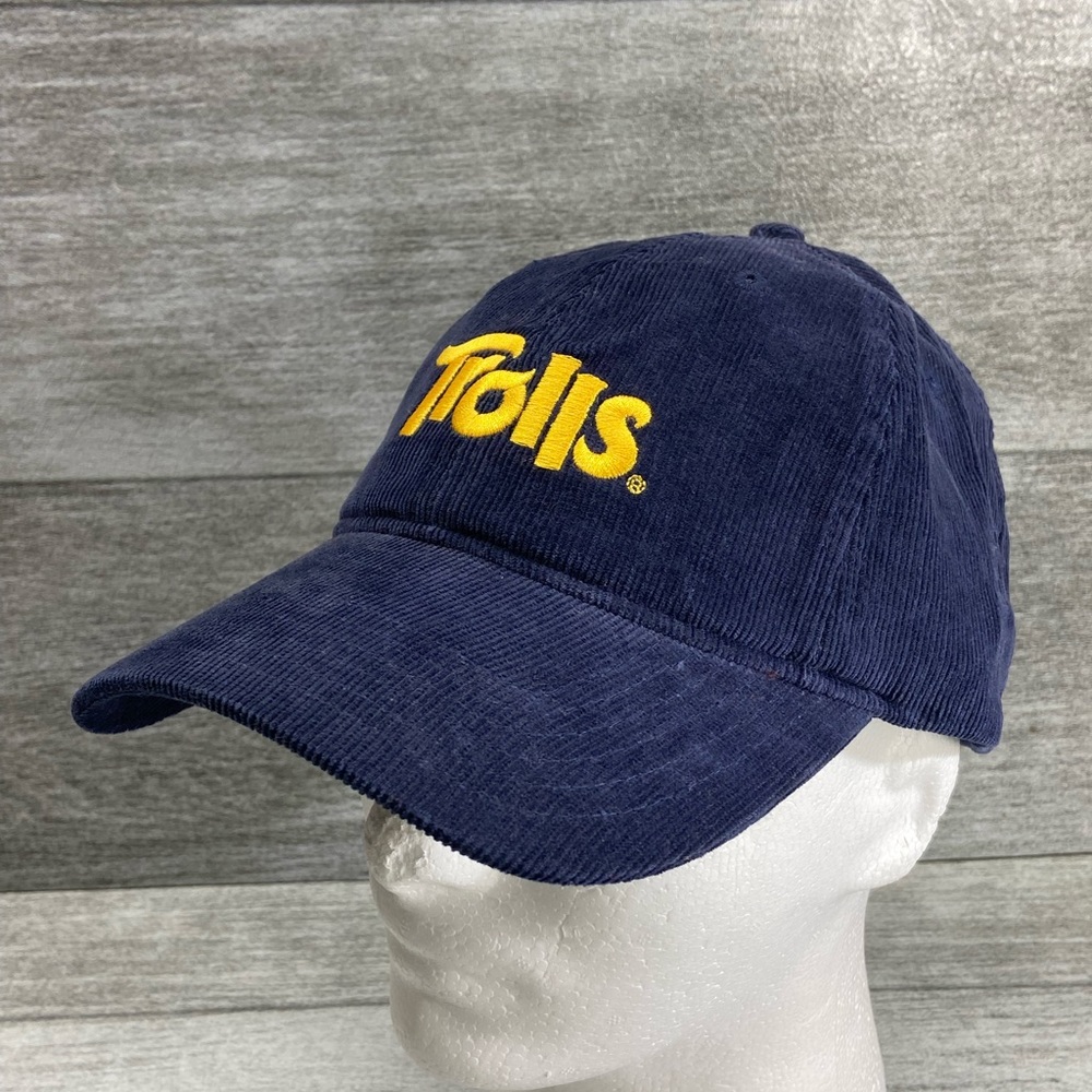 Cap America Trolls Spellout Navy Blue Corduroy Adjustable StrapBack Hat NWT